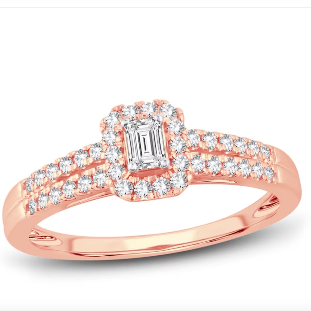 KAY Jewelers Emerald Diamond Rose Gold Engagement Ring 💍